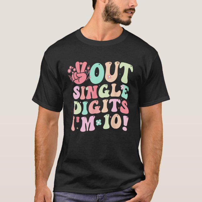 T-shirt Peace Out Chiffres simples Retro Super 10e anniver (Devant)