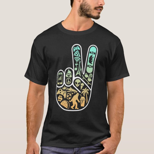 T-shirt Peace Out Cool Symbols Inside Skater (Devant)