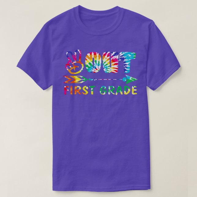 T-shirt Peace out First Grade Tie Dye Design Matching Cade (Design devant)