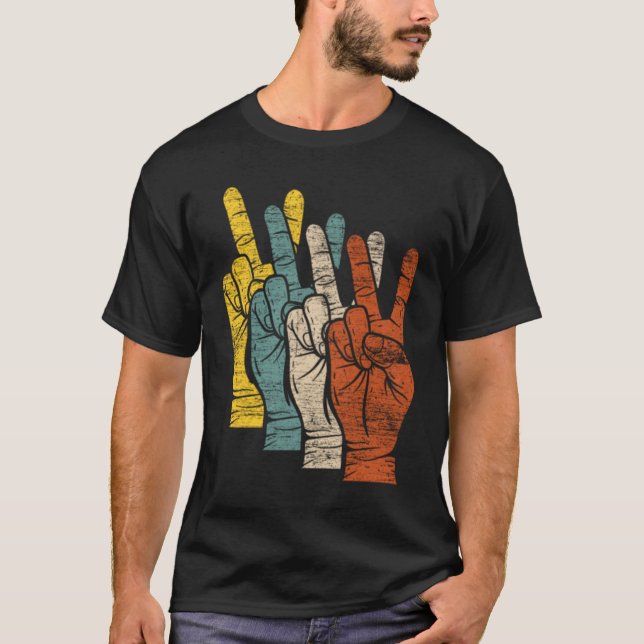 T-shirt Peace Peace Sign Hands (Devant)