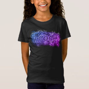 T-Shirt Peace Psychedelic Neon rose violet foncé Mot Art