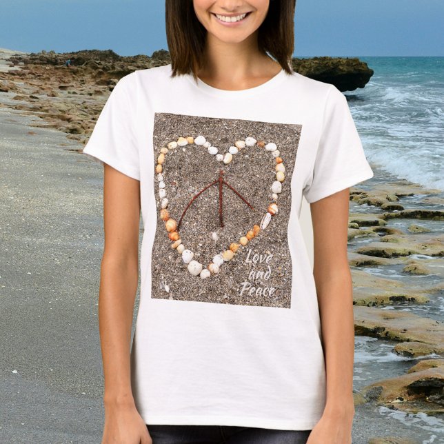 T-shirt Peace Sign in Heart Sandy Beach Photographie (Créateur téléchargé)