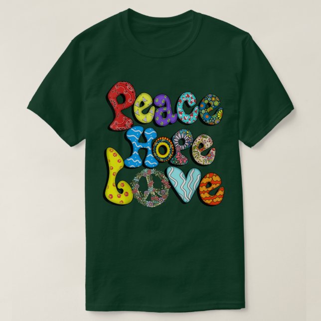 T-shirt PEACE SIGN LOVE 60s 70s Tie Dye Hippie Halloween C (Design devant)