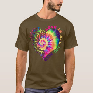 T-shirt PEACE SIGN LOVE 60s 70s Tie Dye Hippie Halloween C