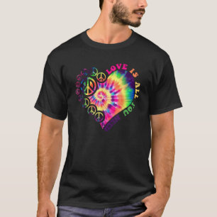 T-shirt PEACE SIGN LOVE 60s 70s Tie Dye Hippie Halloween C