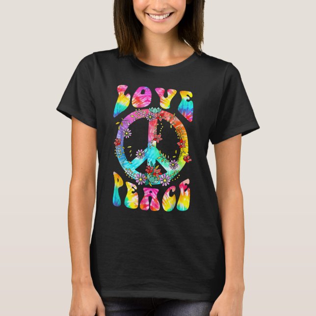 T-shirt Peace Sign Love 60S Les années 70 Tie Dye Hippie C (Devant)