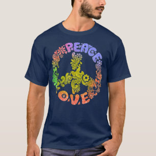 T-shirt Peace Sign Love 60s les années 70 Tie Dye Hippie H