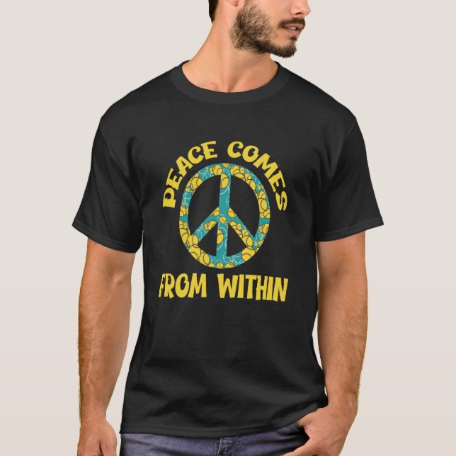 T-shirt Peace sign Love Freedom Peace Hippie and Bliss (Devant)