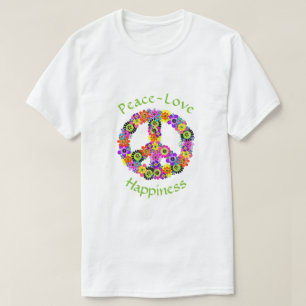 T-shirt Peace Sign Love & Happiness on White