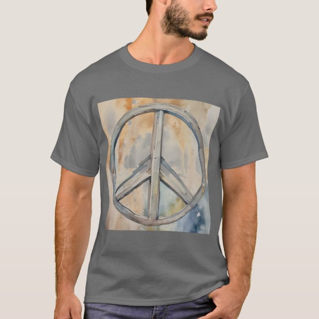 T-shirt Peace Sign Watercolor Peinture Art (Devant)