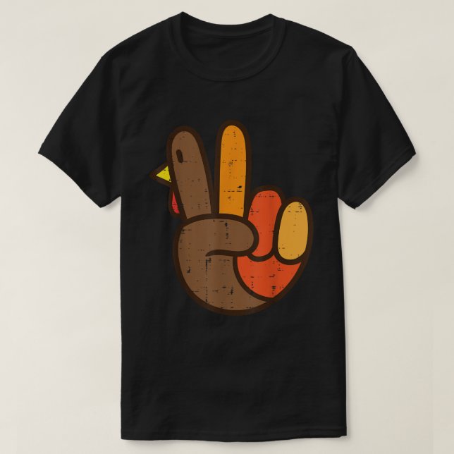 T-shirt Peace Turkey Hand Retro Thanksgiving Shirt (Design devant)