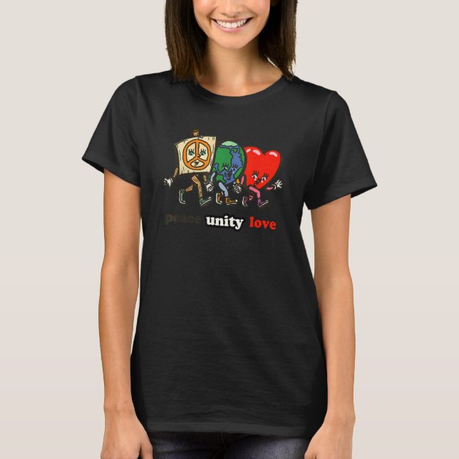 T-shirt Peace Unity Love Cute Earth Heart (Devant)