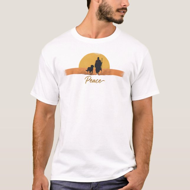 T-shirt Peace Walking Monk with Aloka Dog – Walk for Peace (Devant)