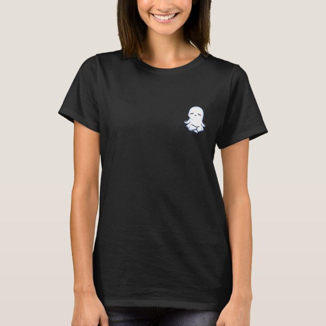 T-shirt Peaceful Cute Ghost Meditating in Lotus Yoga Pose (Devant)