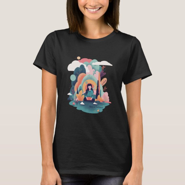 T-shirt Peaceful Meditation Girl In Nature (Devant)