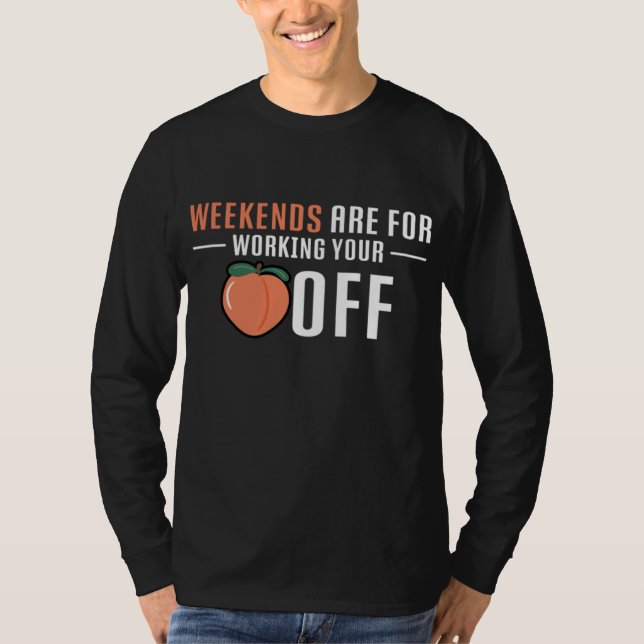 T-shirt Peach Fruit Print Lover Drupe Weekends Workend (Devant)