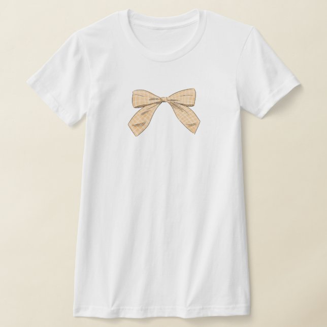 T-shirt Peach Plaid Bow Elegant Baby shower Maman (Poser)