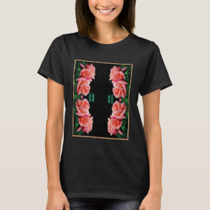 T-shirt Peach Rose Trio Abstrait Floral Art