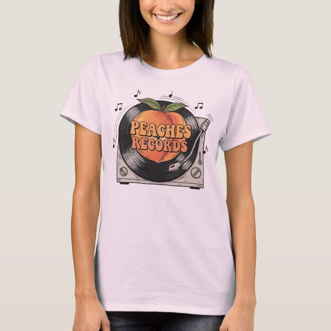 T-shirt Peaches Records Retro Vinyl Music Illustration (Devant)