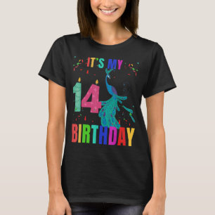 T-shirt Peacock 14e anniversaire mignons Oiseaux Graphique