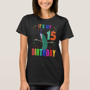 T-shirt Peacock 15e anniversaire mignons Oiseaux Graphique