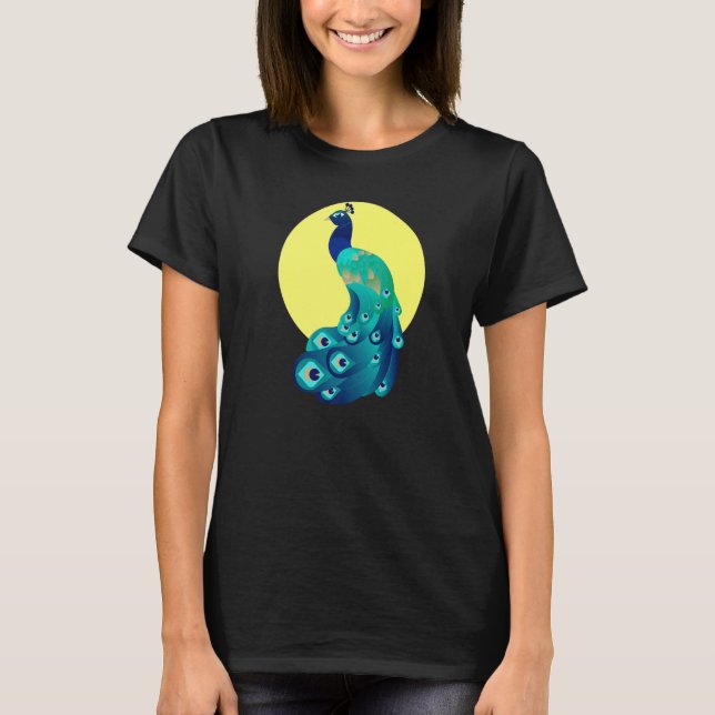 T-shirt Peacock assis sur les oiseaux d'arbre Graphique an (Devant)