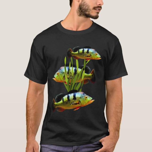 T-shirt Peacock Bass Aquarium Fish Tank Art (Devant)