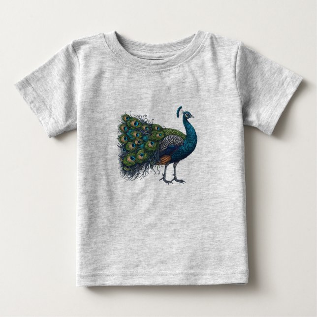 T-shirt Peacock bird Baby Fine Jersey (Devant)