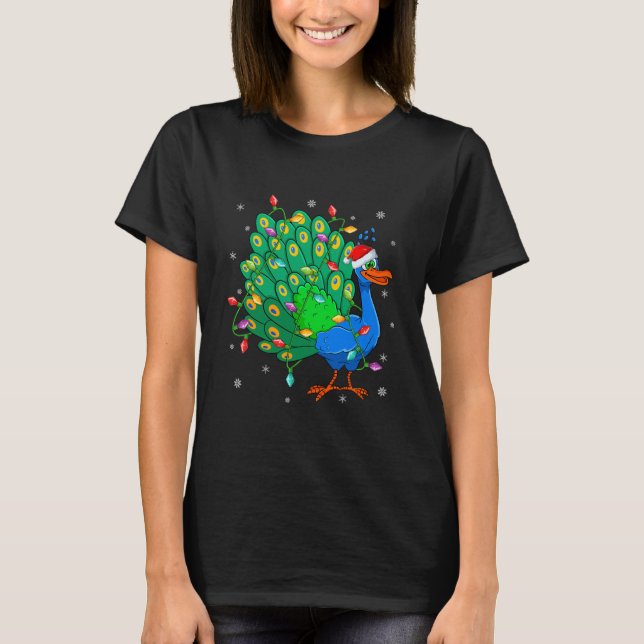 T-shirt Peacock Bird Xmas Éclairage rennes (Devant)