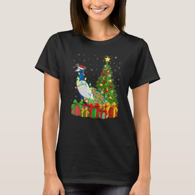 T-shirt Peacock Bird  Xmas Holiday Santa Peacock Christmas (Devant)