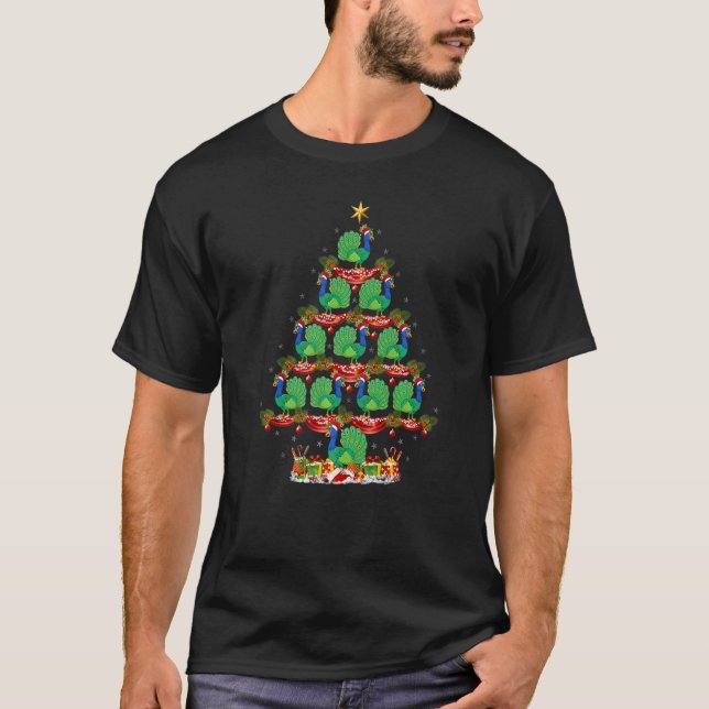 T-shirt Peacock Bird  Xmas Holiday Santa Peacock Christmas (Devant)