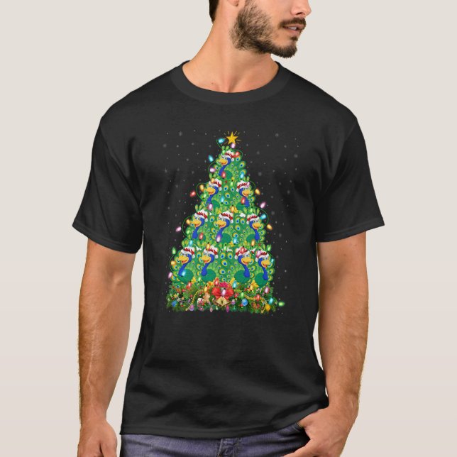 T-shirt Peacock Bird  Xmas Lights Santa Peacock Christmas  (Devant)