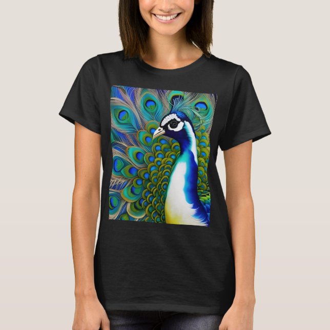 T-shirt Peacock blanc bleu et vert Piebald (Devant)