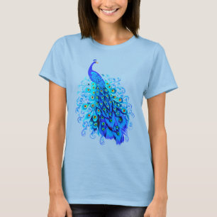 T-shirt Peacock en bleu turquoise et cobalt