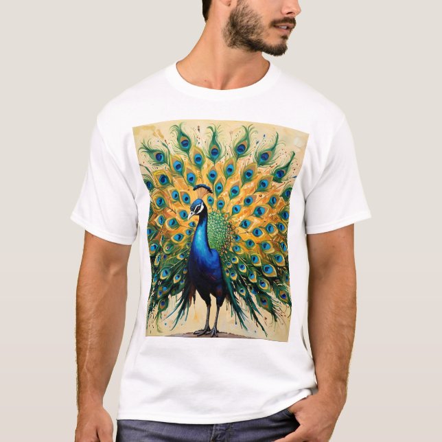 T-shirt Peacock of Hidden Stories - Indian Folk Art Fusion (Devant)