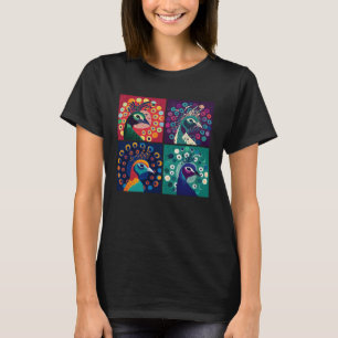 T-shirt Peacock Pop Illustration Animale Colorée Femmes