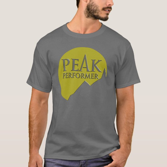 T-shirt "Peak Performer" signifie logo vert sur gris t (Devant)