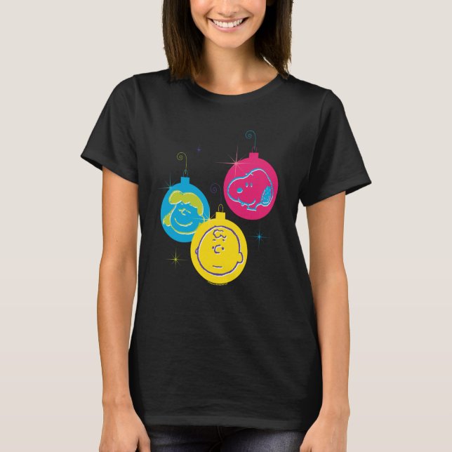 T-shirt Peanuts Christmas Baubles Trio (Devant)