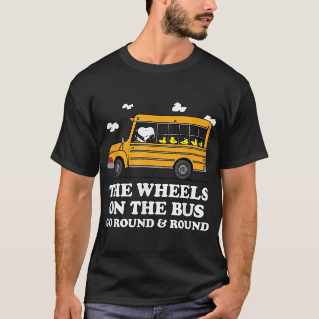 T-shirt Peanuts Les roues du bus  (Devant)