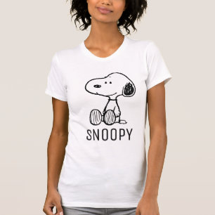 T-shirt PEANUTS   Snoopy on Black White Comics
