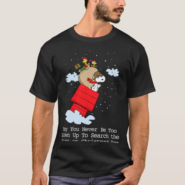 T-shirt Peanuts The Flying Ace At Christmas  (Devant)
