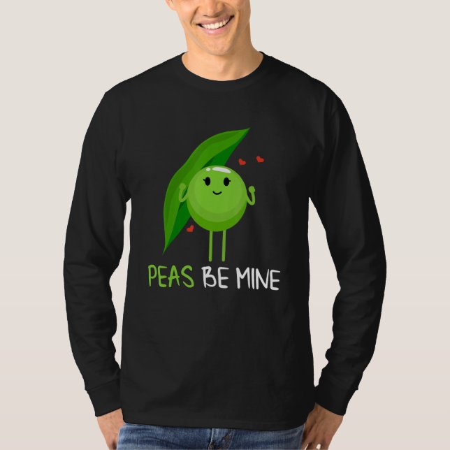 T-shirt Peas be mine pea and pea pod (Devant)