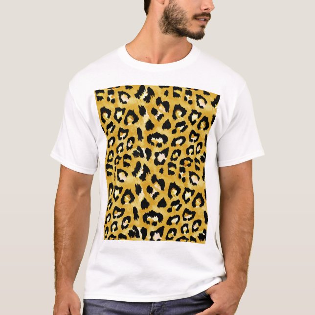 T-shirt Peau d'animal, Aquarelle Léopard sans voile. (Devant)