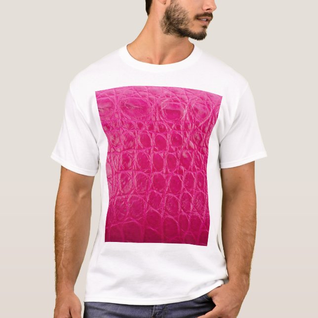 T-shirt Peau de crocodile rose, texture cuir (Devant)
