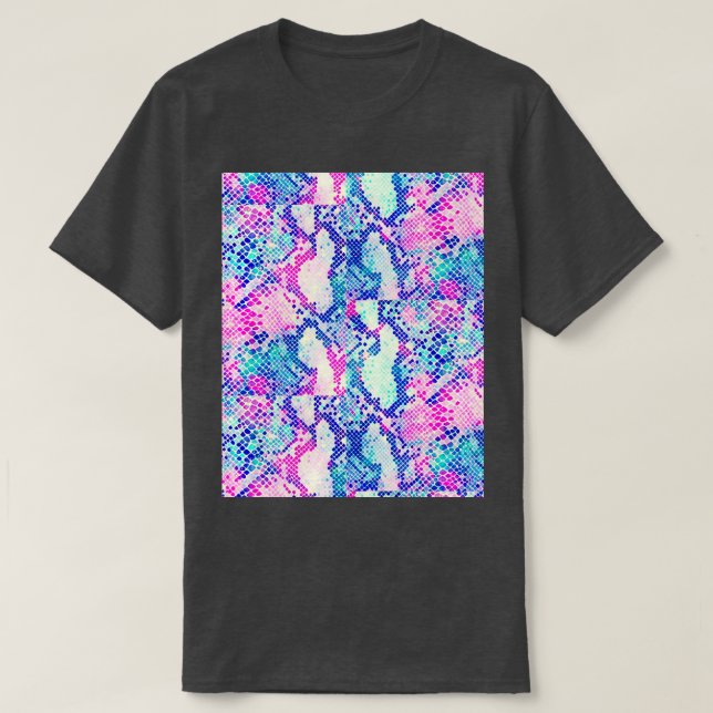 T-shirt Peau rose et bleu serpent Impression graphique (Design devant)