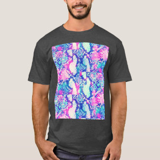 T-shirt Peau rose et bleu serpent Impression graphique