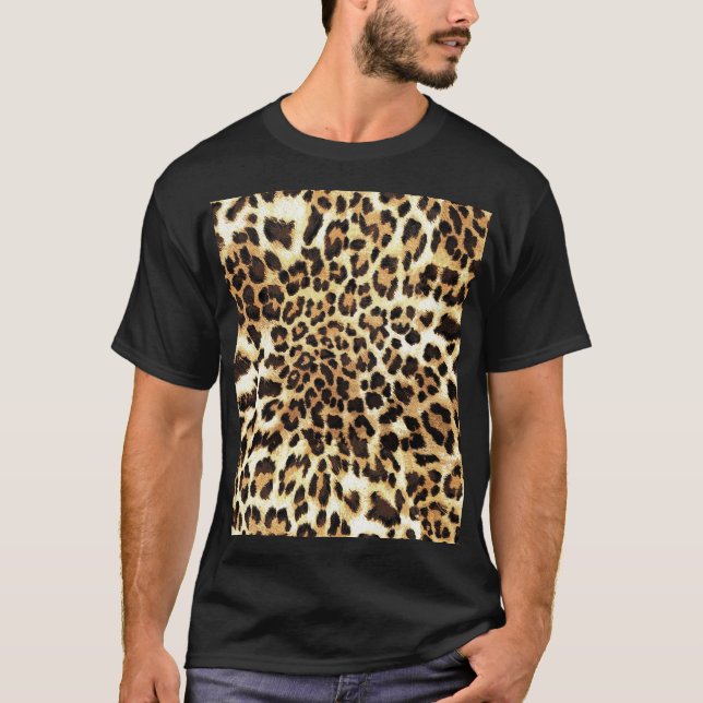 T-shirt Peaux de léopard, design motif sans soudure. (Devant)