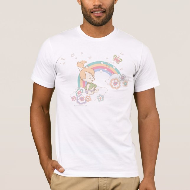 T-shirt PEBBLES™ Arc-en-ciel et nuages de fleurs (Devant)