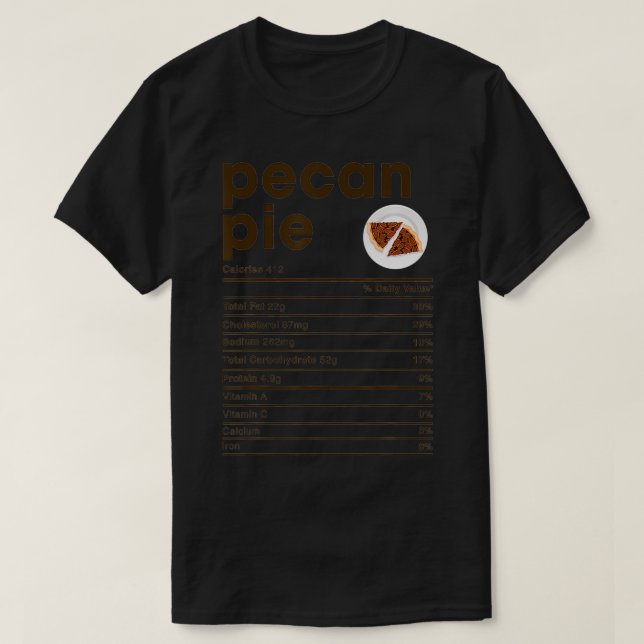 T-shirt Pecan Pie Nutrition Fiches (Design devant)