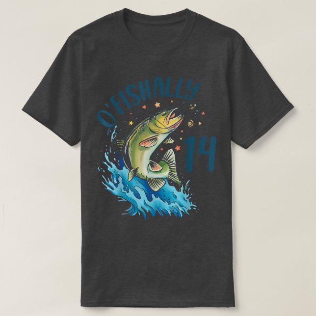 T-shirt Pêche 14 ans Anniversaire 14e basse Ado de poisson (Design devant)